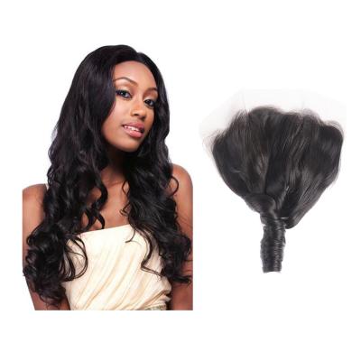 China Hot Selling Loose Wave Cuticle Aligned Bleached Loose Lace Front Closure Virgin Hair 13x4 Transparent Swiss Lace Knots Lace Closure for sale