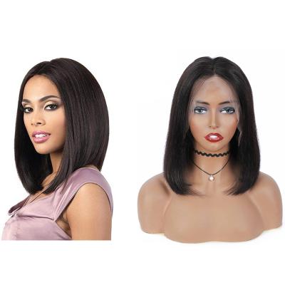 China Silky Straight Bob Wigs Pre Plucked With 10 Inches Baby Hair Brazilian Remy Hair 13x4 Lace Front Human Hair Straight Short Bob Wigs For Women for sale