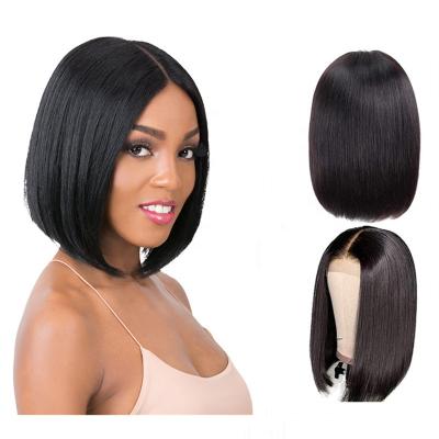 China Natural Wave 4x4 Bob Wig For Black Women Human Hair Lace Closure Wig Virgin Human Hair HD Silky Straight Brazilian Swiss Lace Headband Hair Wigs for sale