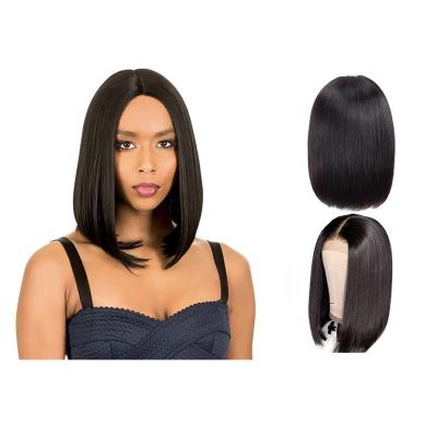 China Silky Straight Wave Pre Plucked Hair Wig Straight Short Bob Wig 13x4 Pre Plucked Transparent Lace Frontal Wig Seller For Black Women for sale