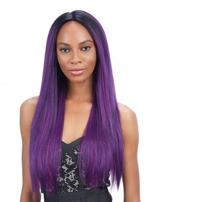 China Virgin Straight Wave 13x6 Silky Straight Purple Lace Frontal Wig Pre Plucked Brazilian Lace Closure Hair Wig Seller For Black Women for sale