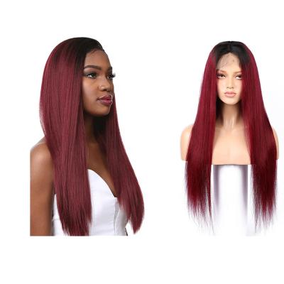 China Factory 1b/99j Silky Straight Lace Front Wig Ombre Virgin Hair Straight Wig 13x6 Pre Plucked HD To Lace Frontal Wig Seller For Black Women for sale