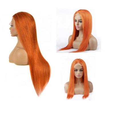 China Virgin Ginger Orange Color Lace Wig Silky Straight Wave Cuticle Aligned Wig Brazilian Transparent Swiss Lace Frontal Human Hair Wig HD Vendors for sale