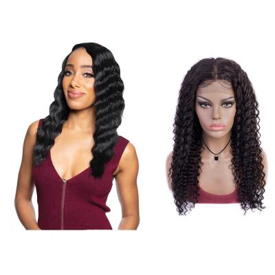 China 4x4 Wave 4x4 Lace Frontal Wig Hair Closure Wig 20inch Lace Wig HD Brazilian Natural Swiss Deep Wave Lace Frontal Wig For Black Women for sale