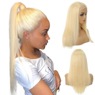 China Brazilian Straight Lace Frontal Front Wigs Hair Vendors 13x4 Wave 613 Blonde Human Hair Silky Straight Swiss Straight Transparent Lace Wig for sale