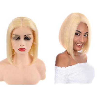 China Wholesale HD Silky Straight Wave Brazilian Hair Lace Up Bob Wig Virgin Human Hair Wigs Blonde Colored Straight Bob Human Hair Lace Front Wigs Seller for sale