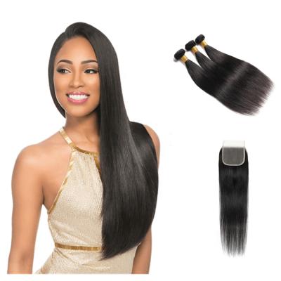 China Silky Straight Wave Human Hair Bundles 2pc With 1 Bundle Brazilian HD Swiss Lace Closure Hair Weave Lace Closure Virgin Hair Bundles Seller for sale