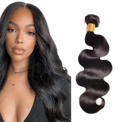 China 100% Virgin Hair Unprocessed Soft Soft Thick Shedding Brazilian Barely Body Wave Hair Extensions Grade 8A Remy Human Hair 1 Bundles Natural Black Color for sale