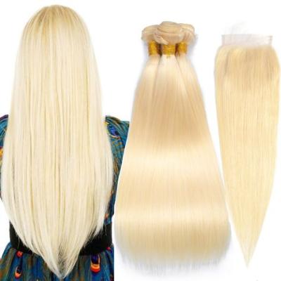 China Factory Wave Virgin Human Hair Silky Straight Blonde Sellers 613 Bundles With 4x4 Lace Front Closure Human Hair Extensions for sale