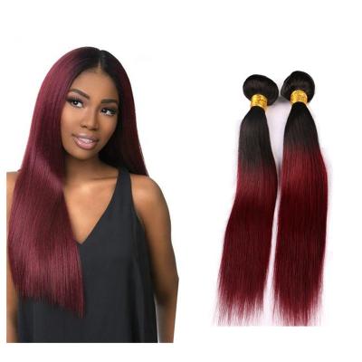 China Ombre Wave 99J Wine Red Hair Bundle Silky Straight Virgin Hair Extension Brazilian Hair Weaves Bundle Wholesale Raw Hair Weave Vendors for sale