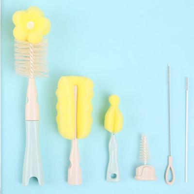 China 6pcs/set Viable Hot Safe BPA Free Brush Cleaner Sponge Baby Bottle Reading Brush for sale