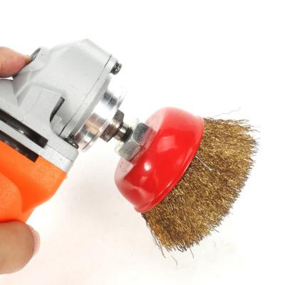 China Polishing Rust/Rust Removing Polishing Tools 3 Inch Wire Wheel Brass Steel Wire Brush For Drill for sale