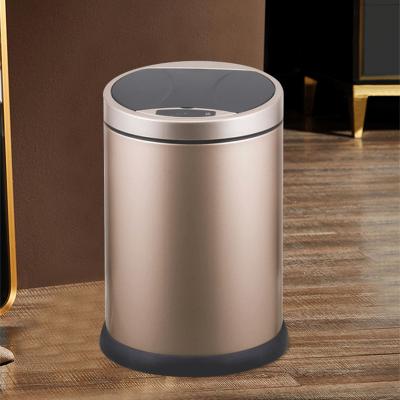 China Leasylife 9L Viable Round Smart Sensor Trash Bin With Battery Sensor Stainless Steel Flip Trash Can for sale