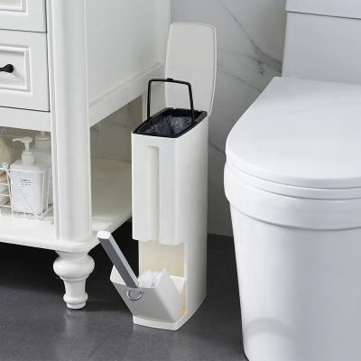 China Leasylife Narrow Rectangular Multifunctional Slot Toilet Brush Built-in Household Stocked Bin for sale