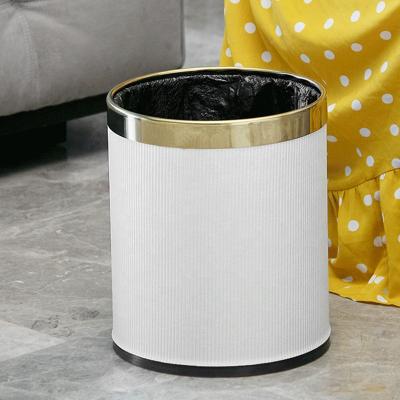 China Leasylife 10L Sustainable Household High End Metal And Leather Double-Layer Bin Without Cover for sale