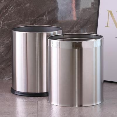 China Wholesale Leasylife 10L Sustainable Household Hotel Round Uncovered Double-Layer Stainless Steel Trash Can for sale