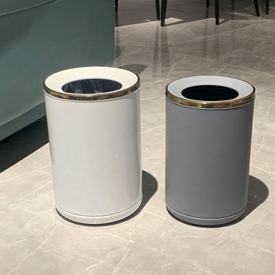 China Leasylife 10L Sustainable Stainless Steel Round Bared Double-Layer Light Color Luxury Bin for sale