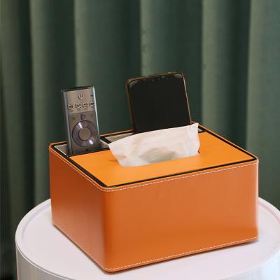 China LeasylifePU Fashion Minimalist Creative High-end Leather Tissue Box Rectangular Napkin Holder for sale