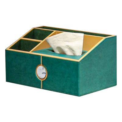 China Leasylife Minimalist Hot Sale Four Seasons High Quality Elegant Chinese Style PU Tissue Box Home Hotel Office Leather Decoration for sale