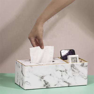 China Creative minimalist Leasylife red light luxury net luxury leather tissue box with storage marble tissue box for sale