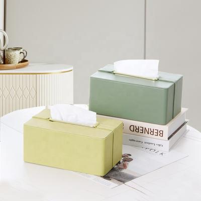 China Elegant Home Luxury Leather Tissue Box Minimalist Leasyllife Tissue Box Leather Napkin Box Cover Holder for sale