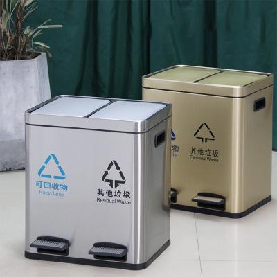 China Wholesale Custom Leasylife Wet and Dry Kitchen Restaurant Stainless Steel Metal Large Capacity Pedal Separation Bin Viable for sale