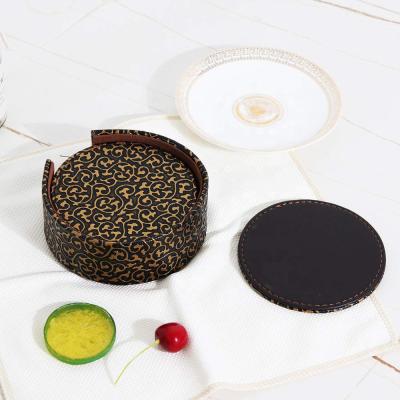 China Leasylife15cm Stocked 6 Pieces / Set Coasters / Place Mats in Leather Tables Matte for sale