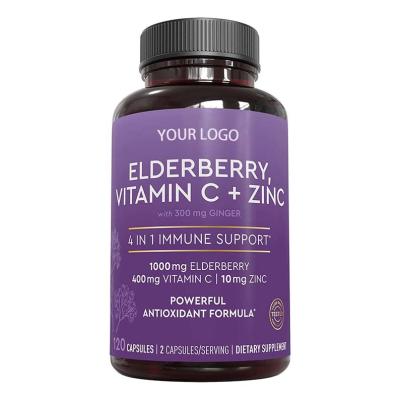 China Immune & Anti-Fatigue OEM Herbal Black Elderberry Extract Capsule Vitamin C Zinc Hard Capsule For Immune System Enhancement for sale