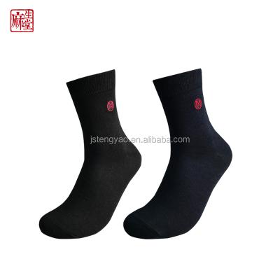 China 5 Pairs High Quality QUICK DRY Big Men's Leisure Business Socks, Men's Solid Cotton Round Neck Socks In Autumn And Winter Hemp Socks for sale