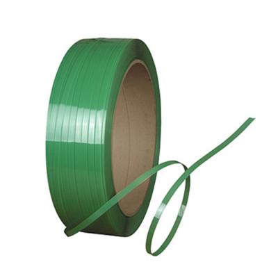 China Customization Manual Packing Green Embossed Pallet Packing Strapping Plastic Pet Strap Belt For Packing for sale