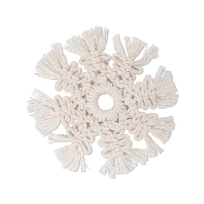 China Charmkey Christmas Snowflake Cotton Rope Coaster Place Mat CLASSIC Ornaments Woven Potholder Bowl Mat for sale