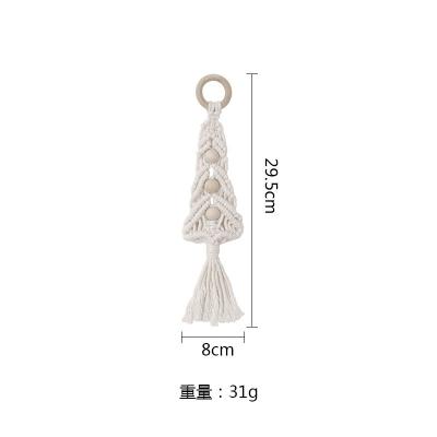 China Plain Charmkey Christmas Hand-hook Cotton Loop and Cotton Rope Wooden Christmas Tree Ornaments with 2 Colors for sale