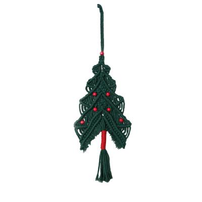 China Charmkey Plain Hand Knitted Cotton Christmas Wall Decoration Little Tree Green Home Decoration Pendant Gift for sale