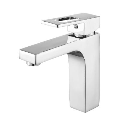 China Metered Faucets Single To Handle Water Faucet Cold-Hot Brass Single Hole Basin Faucet for sale