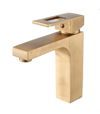 China Metered Faucets Single To Handle Water Faucet Cold-Hot Brass Single Hole Basin Faucet for sale