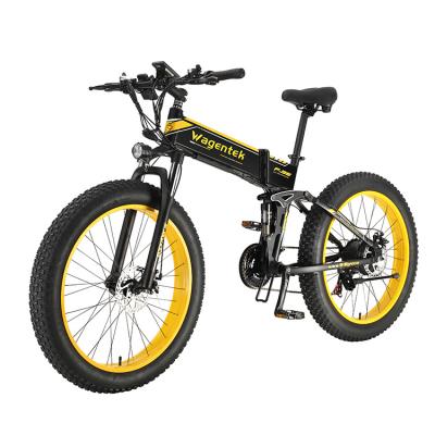 China Aluminum Alloy 36V 48V 500W 750W Long Cycling Chain 26 Inch Folding Mountain E Bike 4.0 Fat Tire City Electric Bicycle for sale