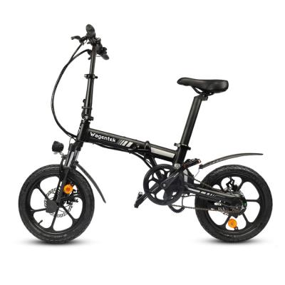 China 2021 Hot Selling Wagentek Aluminum Alloy 16 Inch Folding Electric Bike China Factory Electric Bike City Folding E Bike for sale