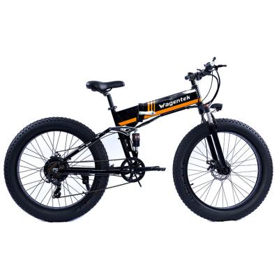 China Wagentek aluminum alloy Shimano 7 speed pieghevole electric bicycle folding full suspension ebike for sale