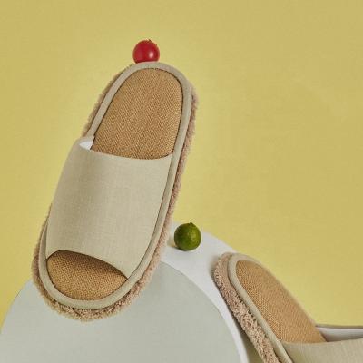 China CUSHIONING UTUNE Slides Canvas Women House Slippers Men Women Slippers Soft Bamboo Bottom Slides Indoor Non Slip Slippers for sale