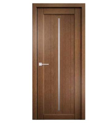 China Contemporary Teak Wood Door Design with Strip Front Swing Wooden Glass Interior Office Decorative Glass Doors for sale