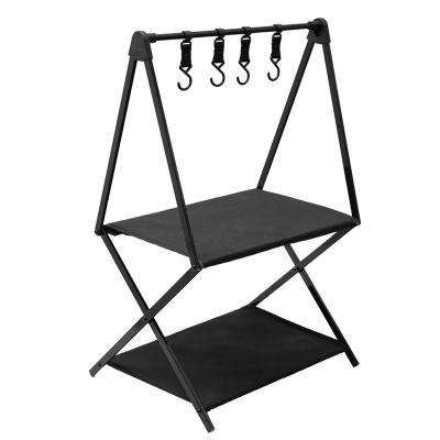 China Stocked LARIBON outdoor portable rack foldable aluminum storage shelving two layer three layer shelf with hooks for sale