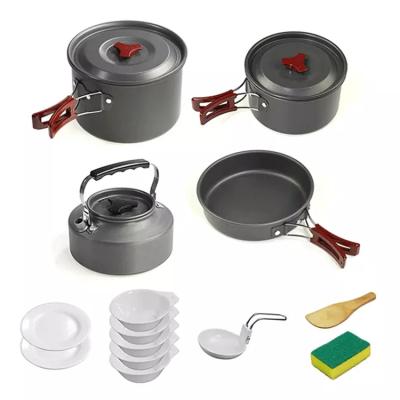 China Easy to use LARIBON 4-5 Person Camping Cookware Mess Kit for Back packing Gear Glamping Cooking Set With Frying Pan Camping Hot water  Pot for sale