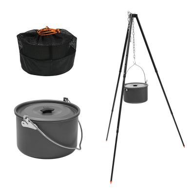 China Aliminum alloy LARIBON outdoor campfire triangle frame camping cookware adventure hanging pot bonfire rack for sale