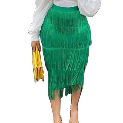 China Viable High Waist Tassel Hip Dress Pungent Slim Fit Party Plus Size Women's Half Romantic Skirt for sale