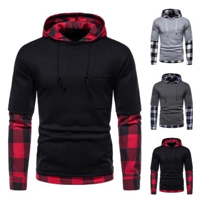 China European Plaid Anti-pilling Quilting Sports Leisure Mens Hoodies Fake Two Pieces for sale