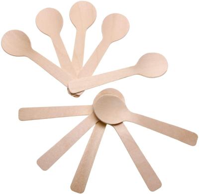 China Sustainable Disposable Cutlery Tableware Round Small Wooden Spoons For Kitchen Ice Cream Dessert for sale