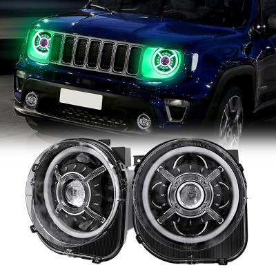 China RGB+White DRL For 2015-2020 Jeep Renegade RGB Hi/Lo Halo Headlights Beam LED Replacement Headlamp for sale