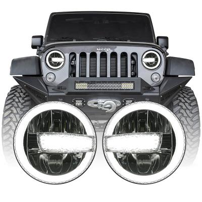 China DOT E-mark certified 7 inch led headlight for jk car accessories with halo for jeep wrangler jk headlights H1 for sale