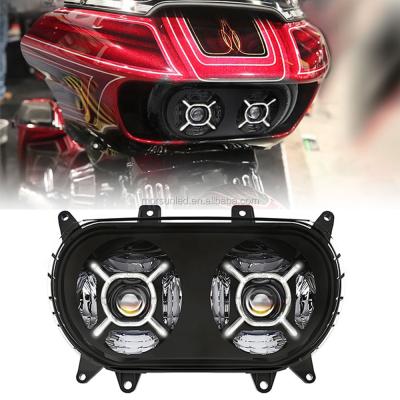 China Alminum Diecast Housing DOT SAE Dual Headlight For Road Glide Led Headlight 2015+ Motorycle Led Projector Headlight for sale