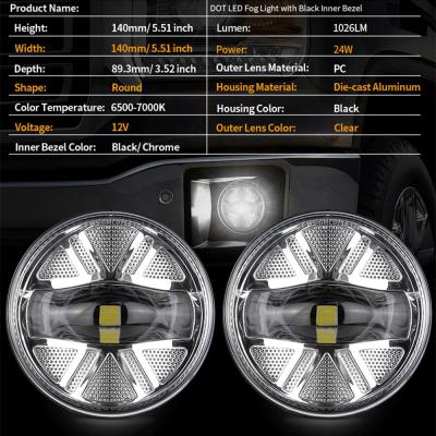 China Morsun DOT Led 24W LED Fog Lights Fits For 2007-2013 2500hd 3500hd Accessories Chrome Car Fog Lights GMC Sierra 1500 Black 3500 HD for sale